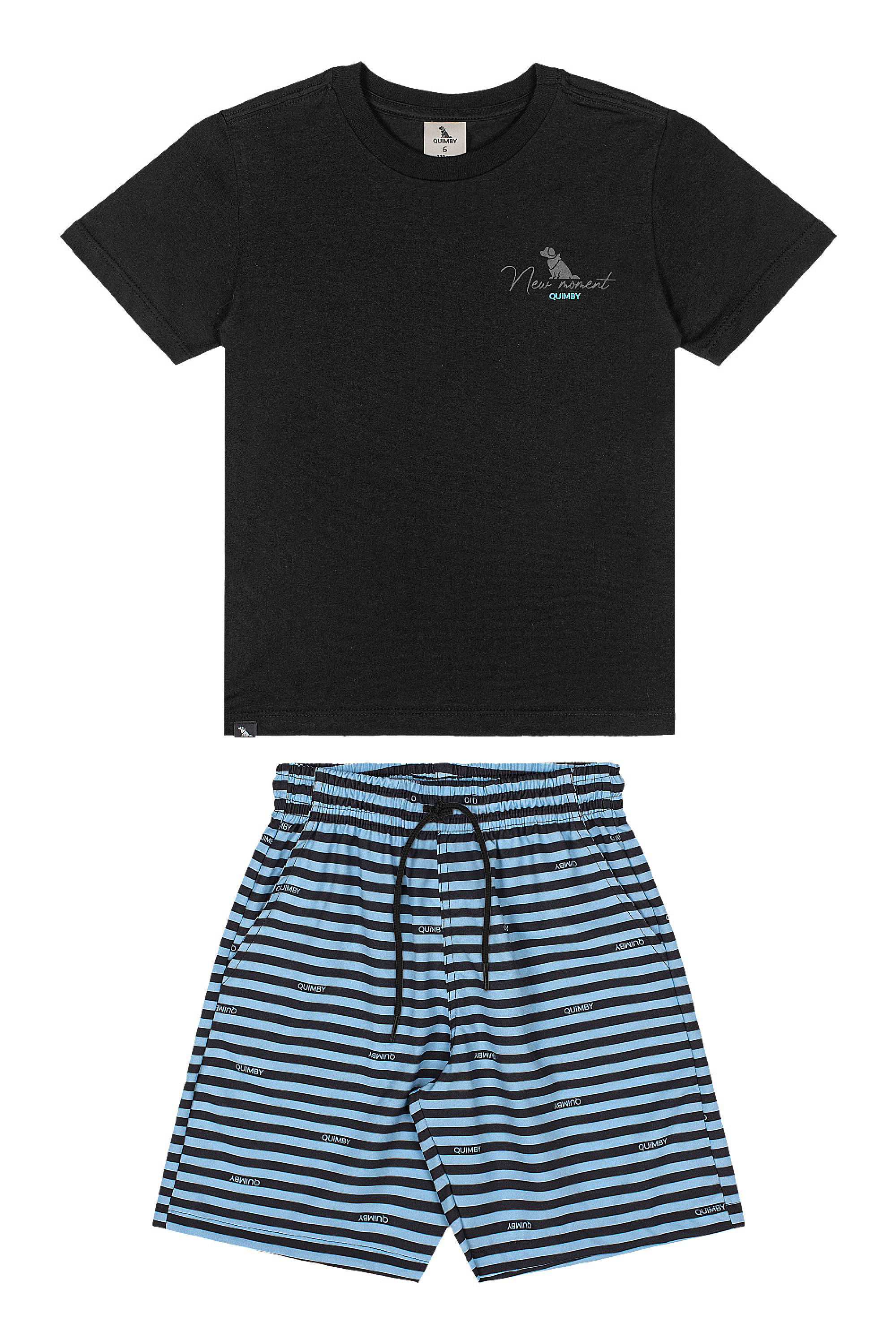 Conjunto Infantil Masculino Camiseta e Bermuda Listrada (Preto) Quimby - Imagem 38